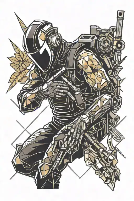 Welder, soldier, metal worker, assassin, sniper, explosives, boxing, marijuana, Vedran, gold, Aries tattoo design idea