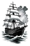 storm and boat sailing towards tattoo design idea