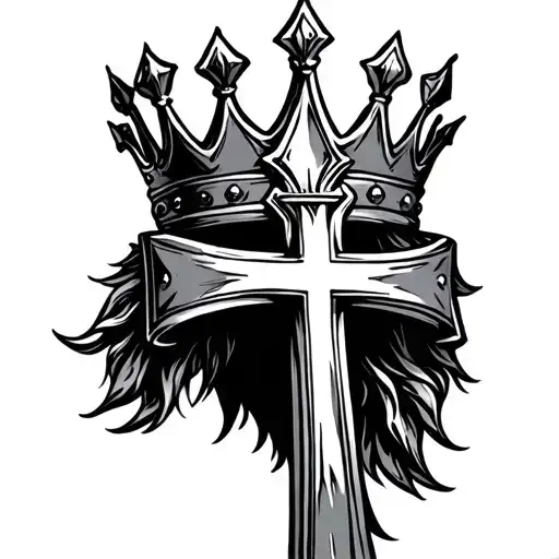 cross caesar crown tattoo design idea