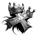 cross caesar crown tattoo design idea
