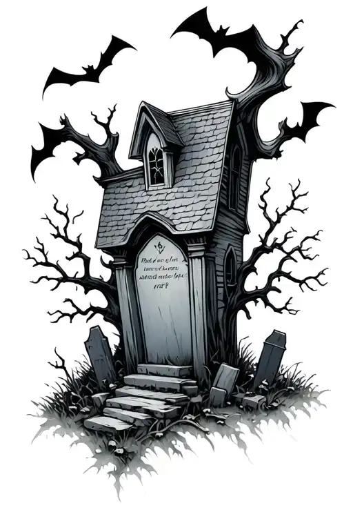 haunted graveyard seen tattoo design idea
