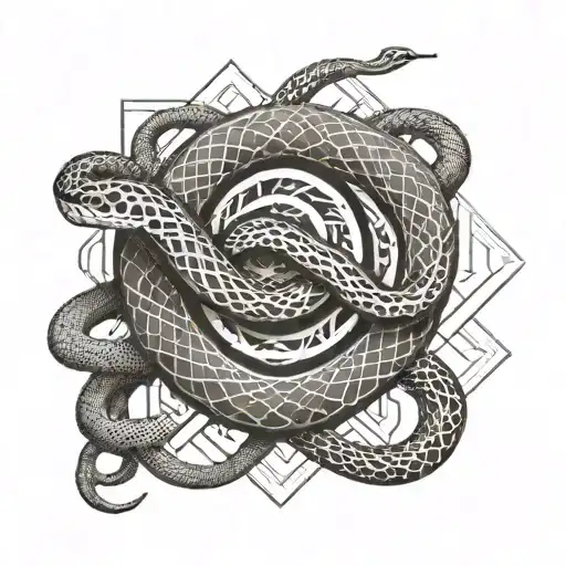 snake wrapped evenly tattoo design idea