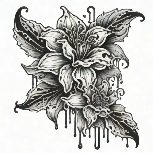 flowers with liquid dripping from the bottom tattoo design idea