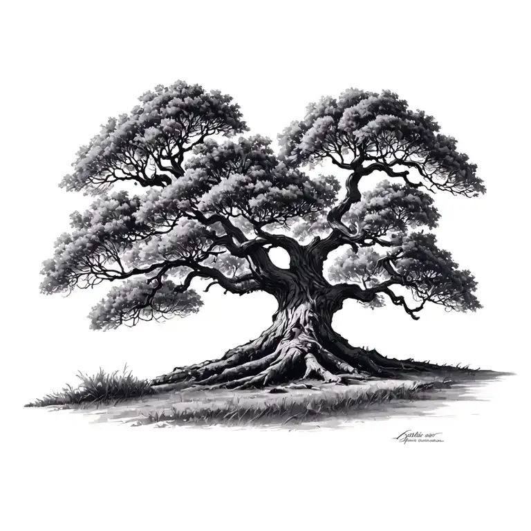 Live Oak Tree tattoo design idea