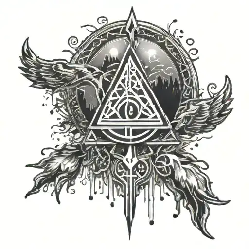 northern lights magic runic nordic tattoo design idea