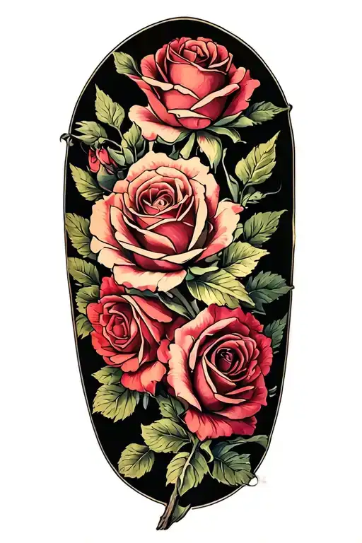 Roses and Penta flowers   tattoo design idea