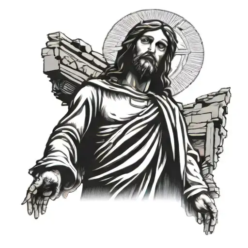 Jesus statue standing tattoo design idea