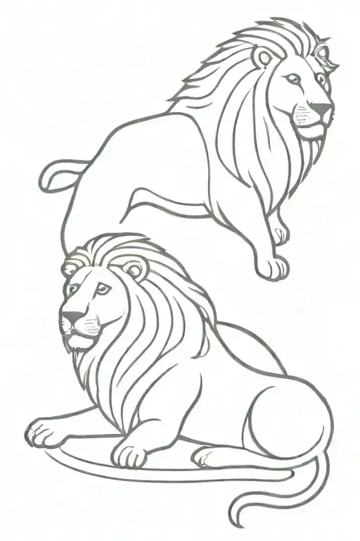 lions head with the mane curling down to form a lamb. cross in the backgorund on an angle tattoo design idea