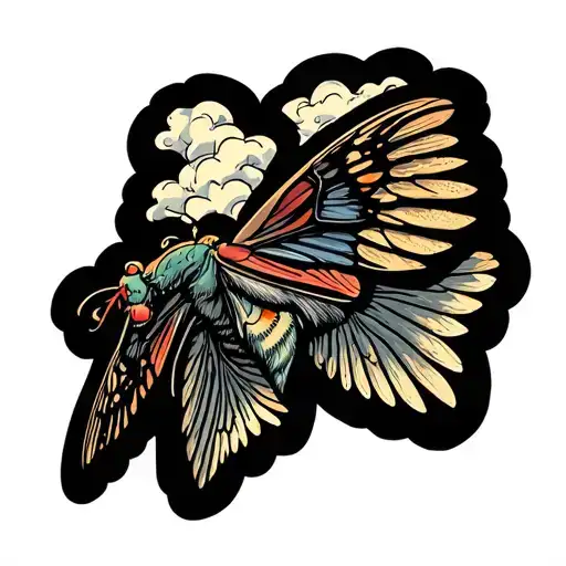 Death moth with akatsuki clouds on wings tattoo design idea