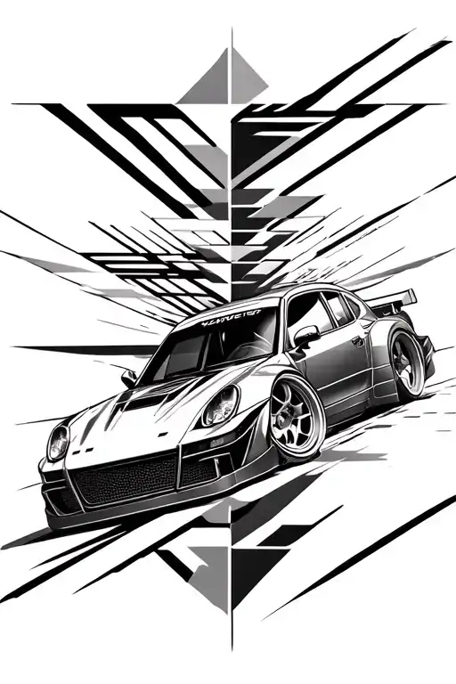 mechanic drift car tattoo design idea