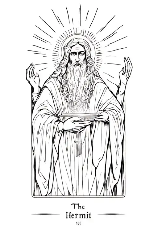 The hermit tarot holding light emanating tattoo design idea