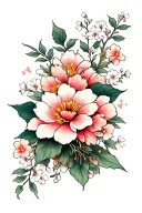 Japanese flowers tattoo design idea