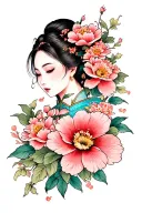 Japanese flowers tattoo design idea