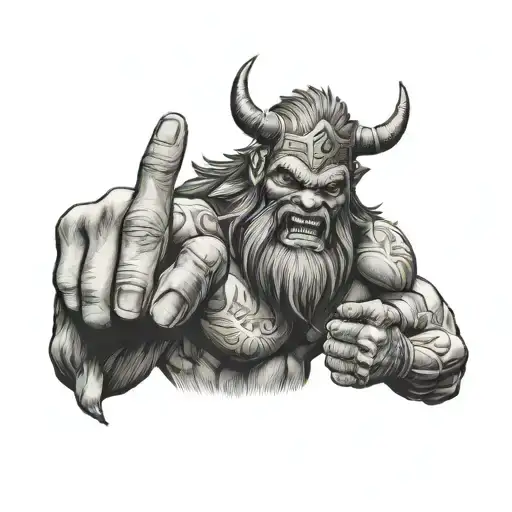 Berserker brand on hand with fingers tattoo design idea