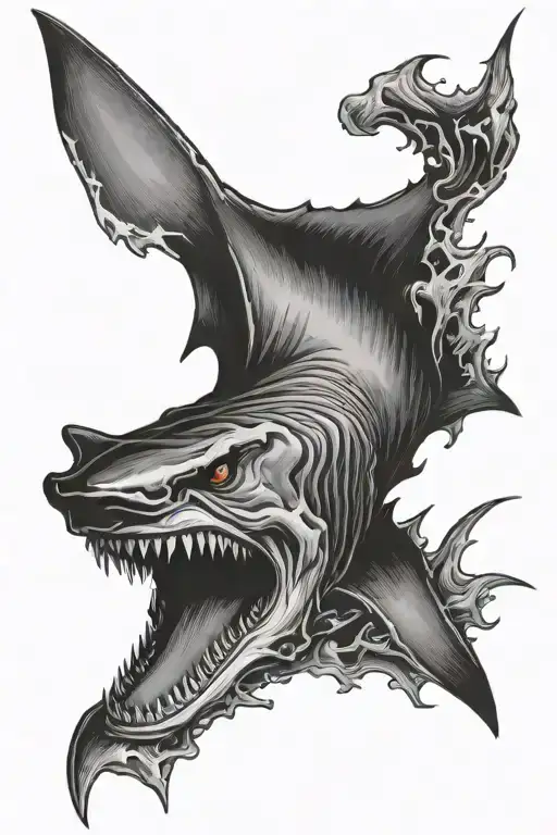 demon shark tattoo design idea