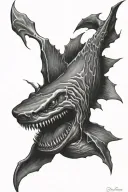 demon shark tattoo design idea