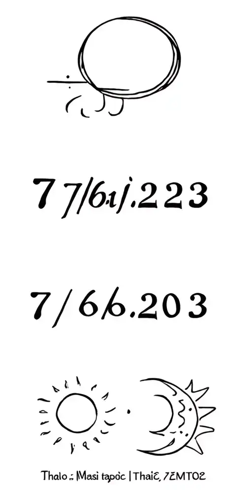 "Thais 7/6/2023" Sun and Moon tattoo design idea