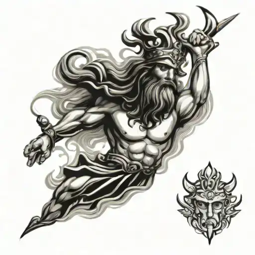 Poseidon god tattoo design idea