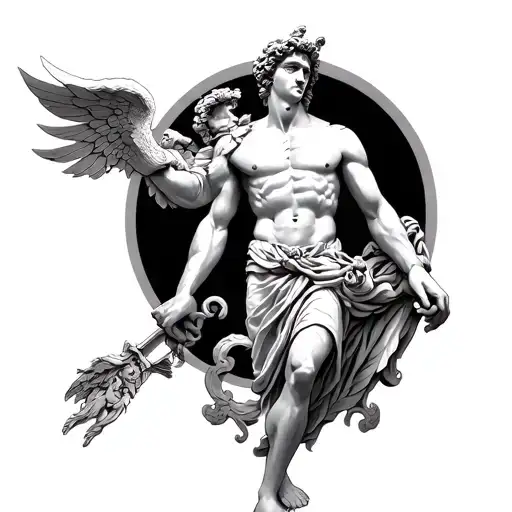 apollo greek god figure surrounded tattoo design idea