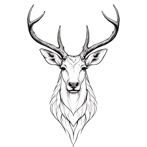 stags head face on tattoo design idea