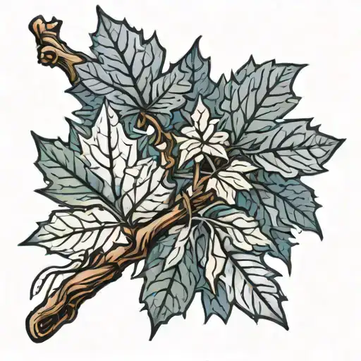 maple leafs on branch surrounded tattoo design idea