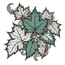 maple leafs on branch surrounded tattoo design idea