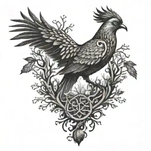 Phoenix Bird Inside A Tree Of Life tattoo design idea