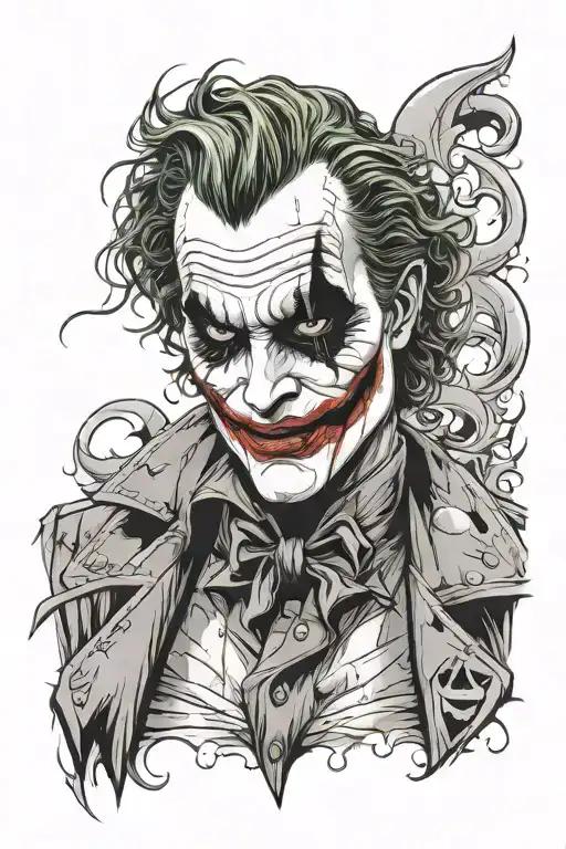 Joker wearing Batman mask tattoo design idea