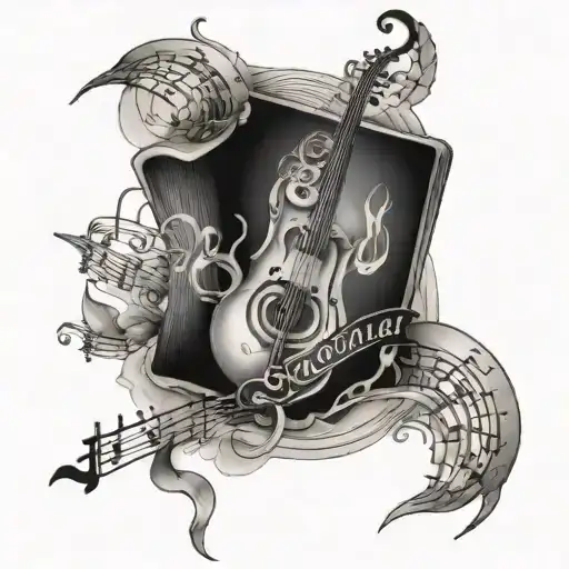 Wanderlust and travel and exploration and music notes tattoo design idea