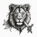 half butterfly half lion with a sword in the middle spine tattoo tattoo design idea