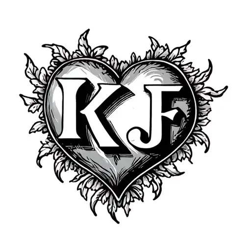 Heart made with Letter K I J F tattoo design idea