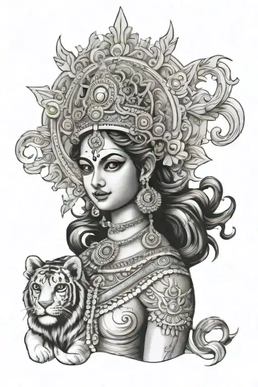 Goddess Durga tattoo design idea
