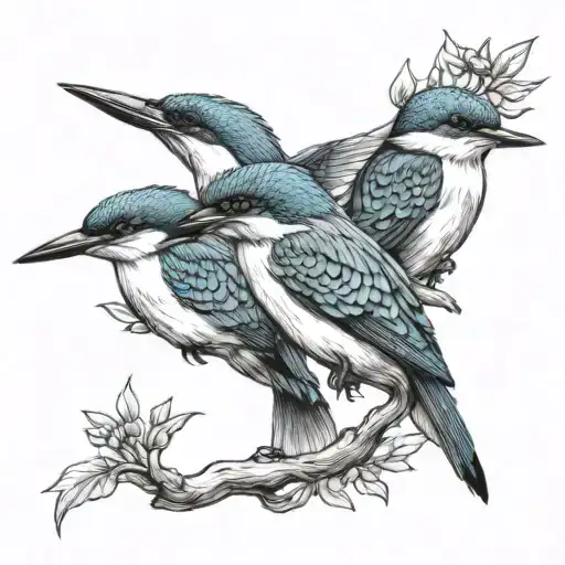three flying kingfishers  tattoo design idea