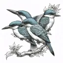 three flying kingfishers  tattoo design idea
