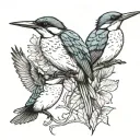 three flying kingfishers  tattoo design idea