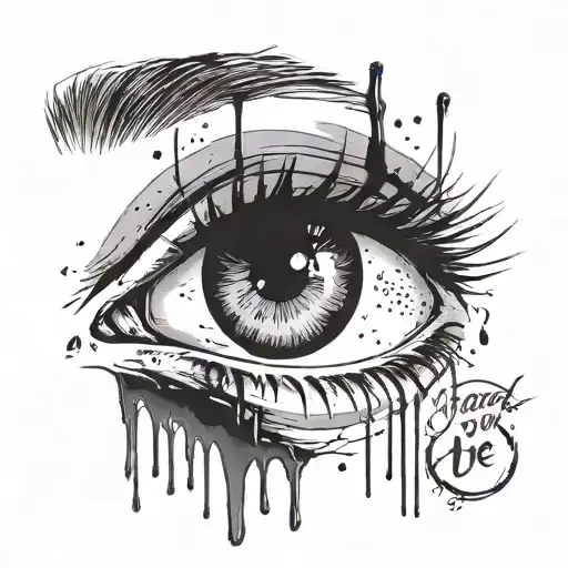 A crying eye but the tears stream a quote 'Not all tattoo design idea