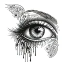 A crying eye but the tears stream a quote 'Not all tattoo design idea