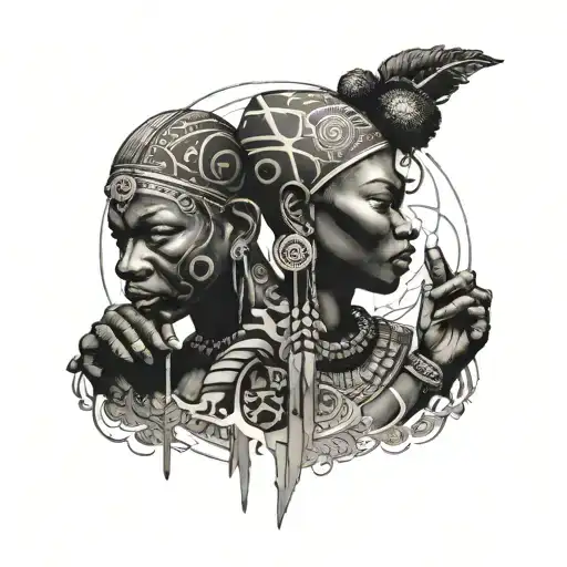 African tribal atlas of African gods praying to my soul  tattoo design idea