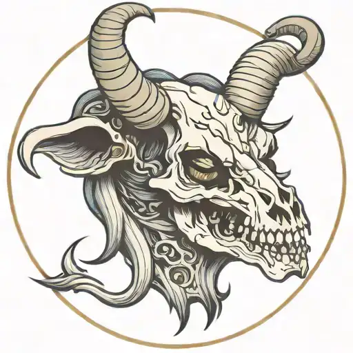 Capricorn  skull tattoo design idea