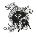 wolves running tattoo design idea