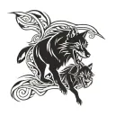 wolves running tattoo design idea