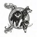 wolves running tattoo design idea