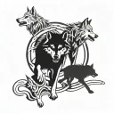 wolves running tattoo design idea