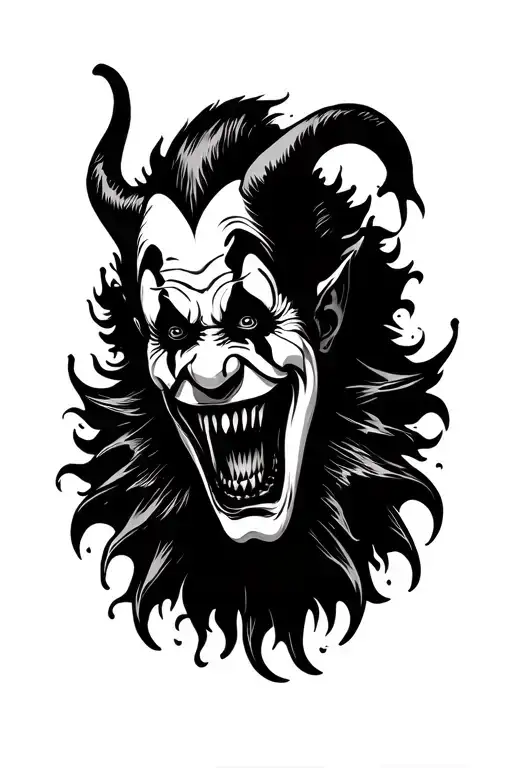demon clown eating your soul tattoo design idea
