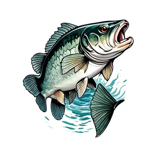 largemouth bass chasing blue gill shaped tattoo design idea
