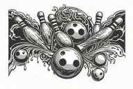 bowling ball hitting pins all tattoo design idea