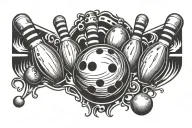 bowling ball hitting pins all tattoo design idea