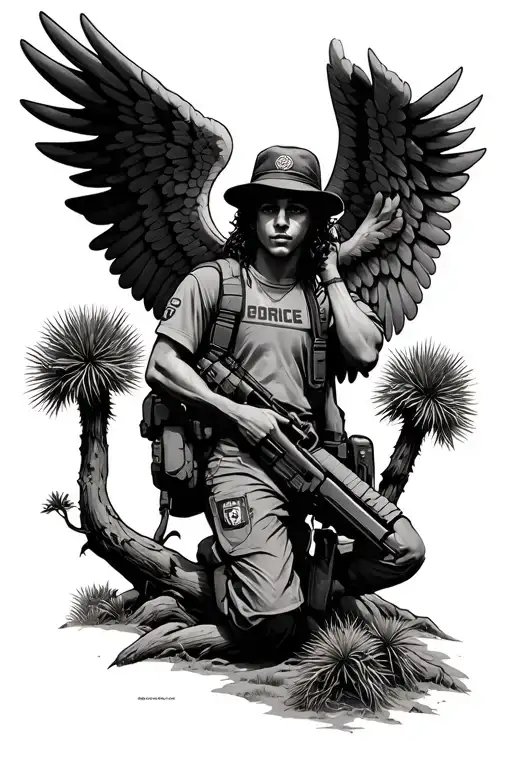 joshua, joshua tree brother, love, air force, angel, rip tattoo design idea