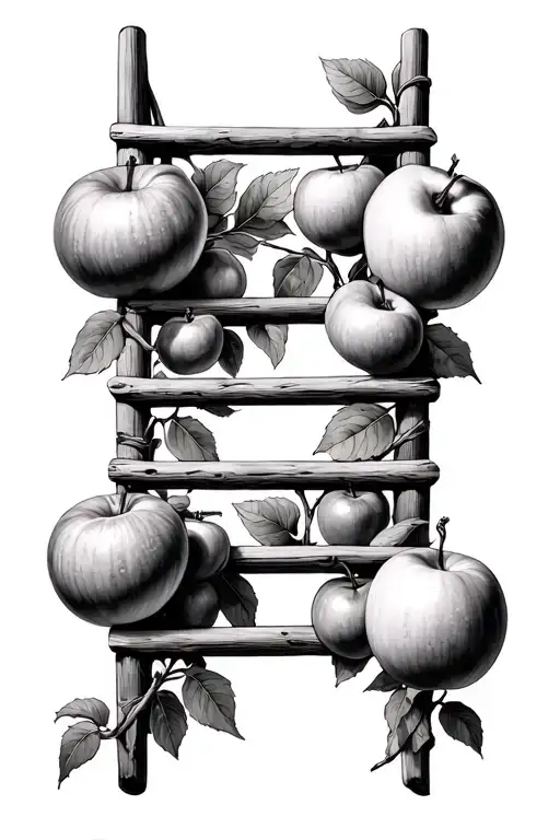 modern art of jacobs ladder with each section of the ladder representing the fruit of the spirit tattoo design idea