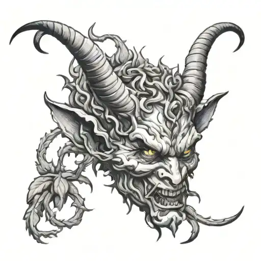 devil and sage bush morphing demons tattoo design idea